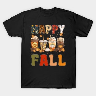 Happy Fall Y'all Autumn Halloween Pumpkin Spice Latte T-Shirt